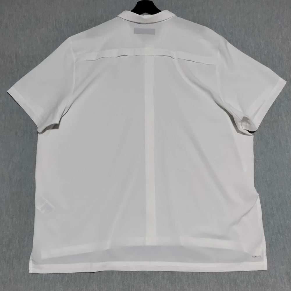 Adidas Miami Hurricanes Logo Button Up Shirt‎ Mens 2XL White Short Sleeve NCAA